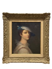 18th-19th C. Oil on Canvas Portrait Painting of Woman