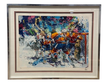 Framed Wayland Moore "Hockey Game" Serigraph