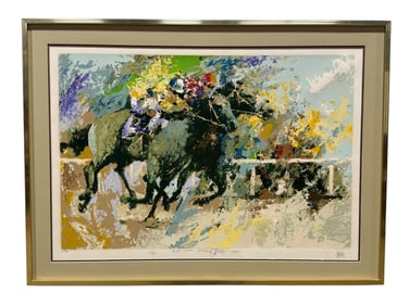 Framed Wayland Moore "Horse Race" Serigraph