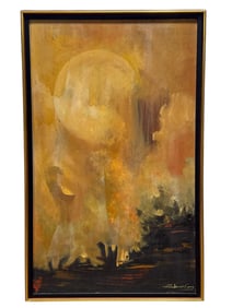 Signed Oil on Canvas Abstract Landscape Painting
