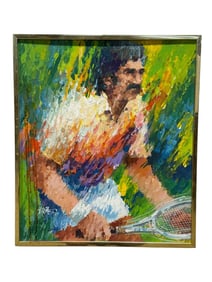Signed Wayland Moore Oil on Board Tennis Player Painting