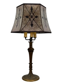 Brass Art Deco Lamp w/ Mica Shade