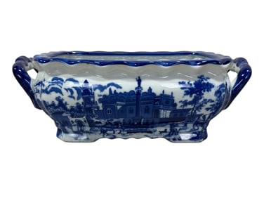 Blue & White Scalloped Planter