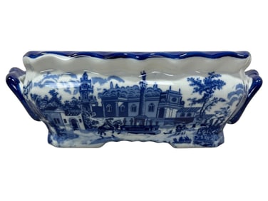 Blue & White Scalloped Planter