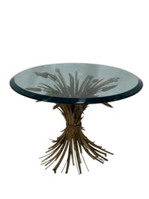 MCM Glass Top Wheat Sheaf Coco Chanel Occasional Table