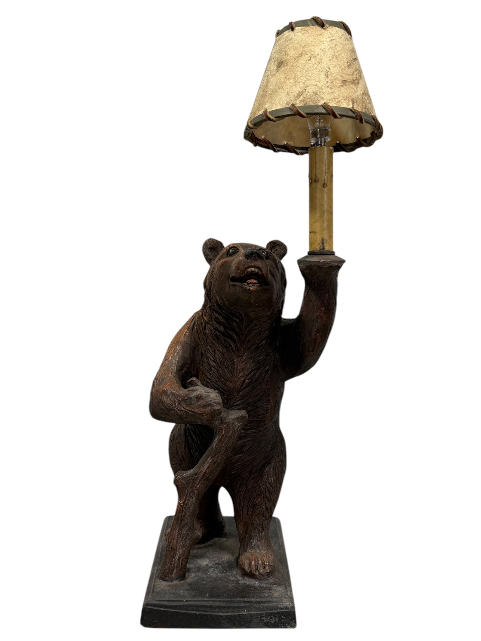 Signed Huebbe 1998 Black Forest Style Bear Table Lamp (1 of 10)
