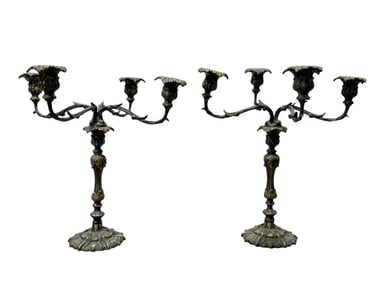 Pair of Antique French Bronze Candelabras