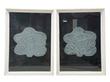Pair of Etched Glass Windows