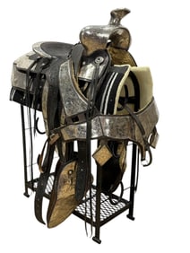 Fine Sterling Silver Mounted Parade Saddle w/ Stand