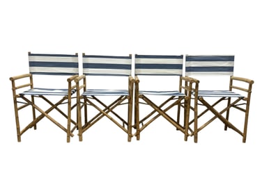 Set of 4 Folding Bamboo Directors Chairs