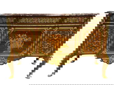 Magnificent French Louis XVI Style Marquetry Marble Top Commode (1 of 13)