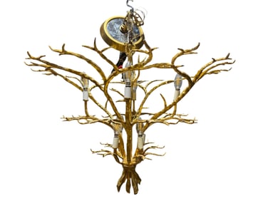 Mid Century Style Gilt Coral Branch Chandelier