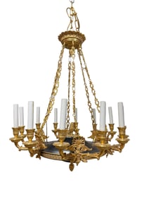 19th C. French Empire Gilt Bronze Chandelier