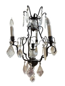 19th C. French Crystal & Iron Chandelier