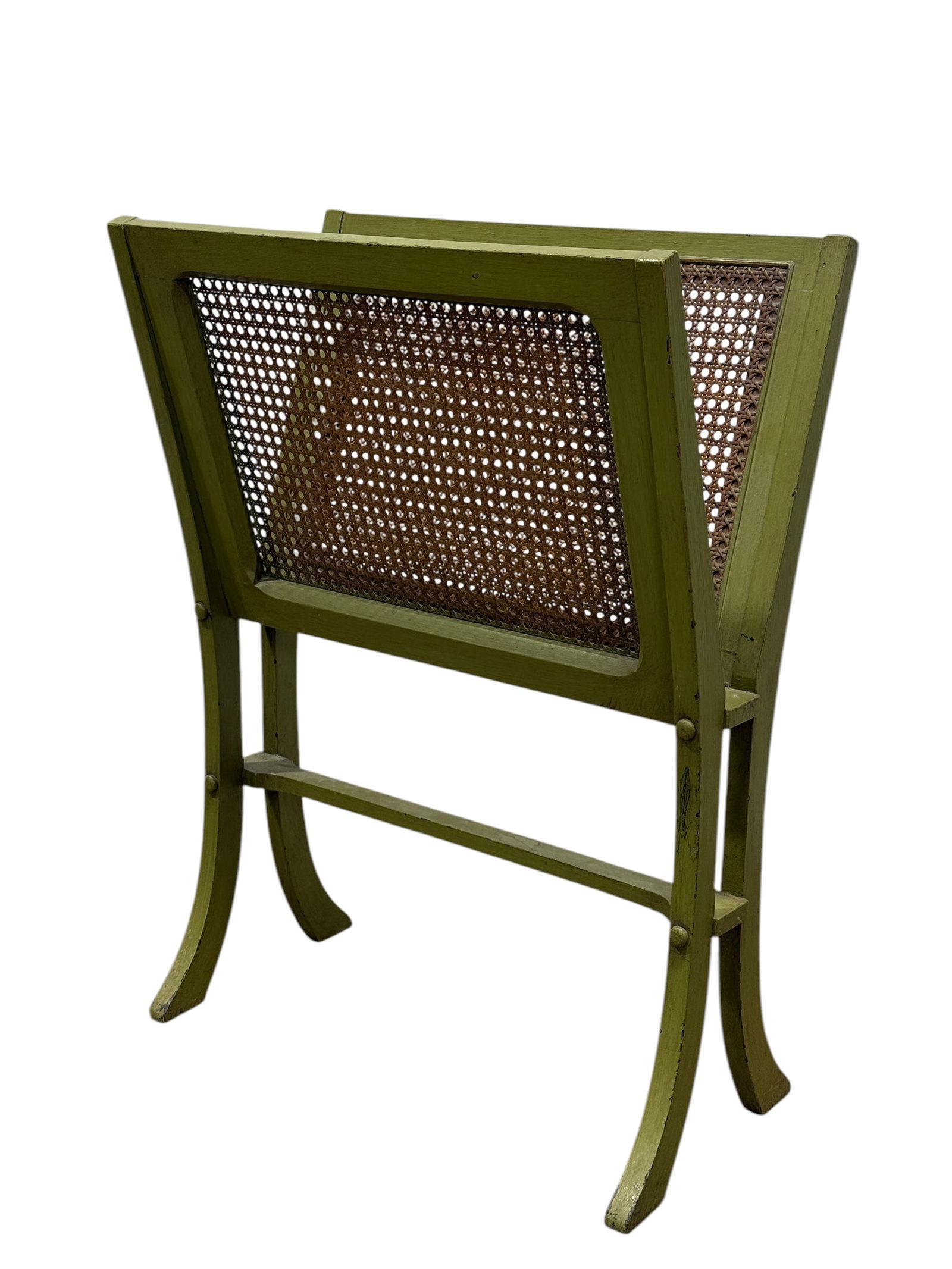 Antique Caned & Painted Wood Magazine Rack (1 of 4)