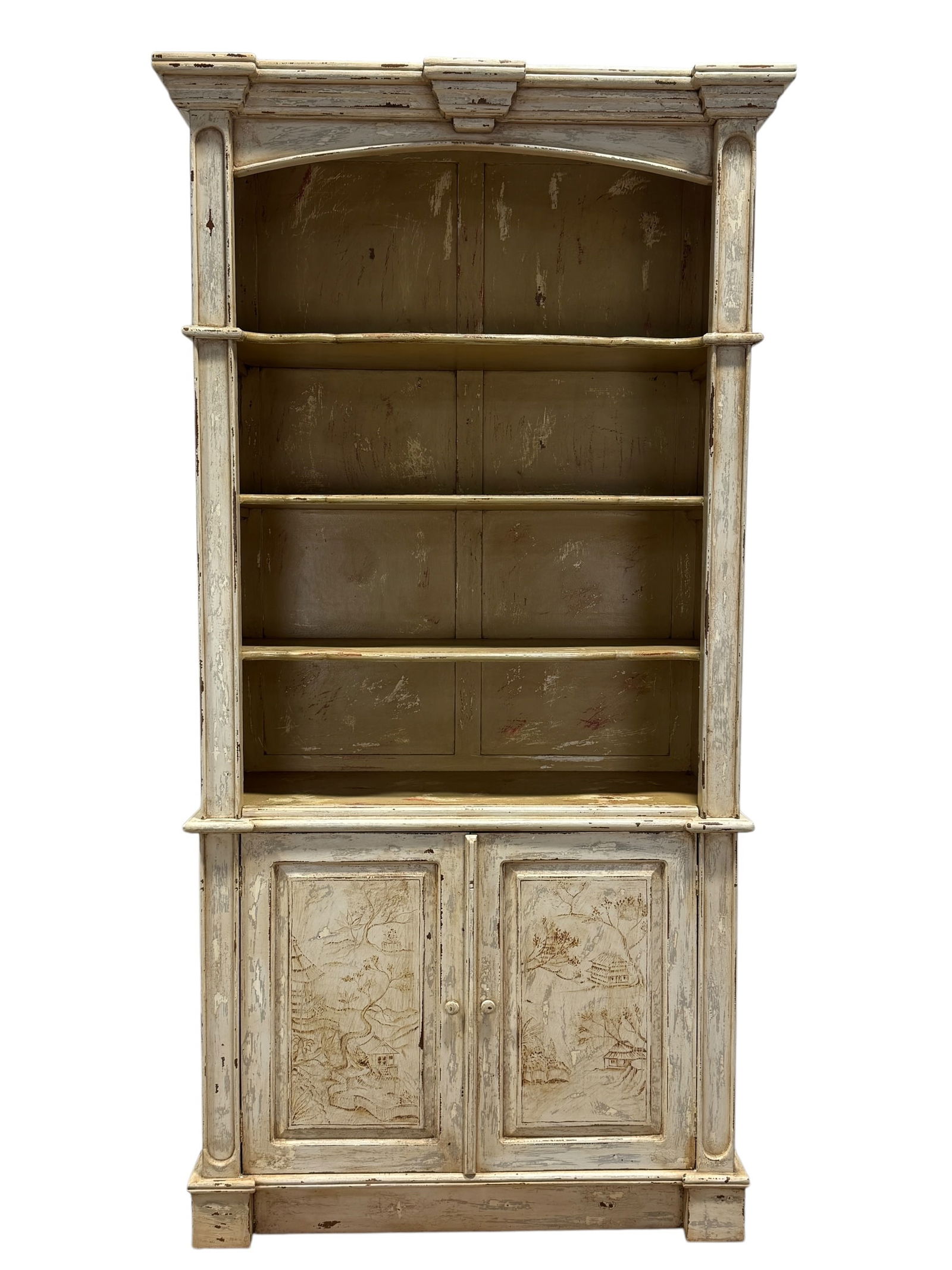 2 Piece French Distressed Painted Bookcase (1 of 8)