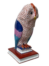 Large “Rust" Herend Porcelain Owl On Books 5097