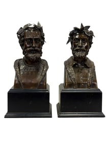 Pair of Fine 19th C. Bronze Grand Tour Busts