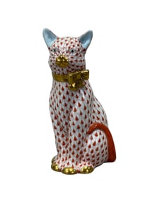Herend Seated Cat w/ Gold Ribbon 15319