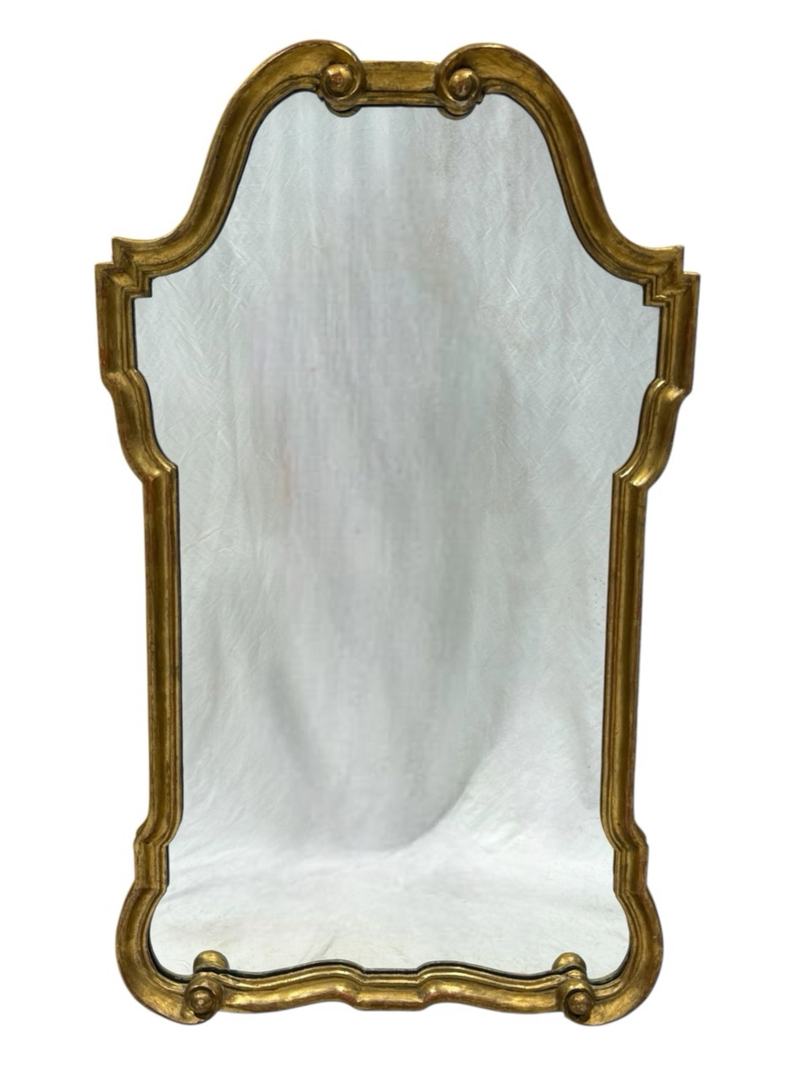 Antique Italian Giltwood Mirror: Antique Italian Giltwood Mirror. Measures 40.25" x 23.75".