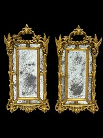 Pair of Mid C. Friedman Brothers Regency Chippendale Giltwood Mirrors