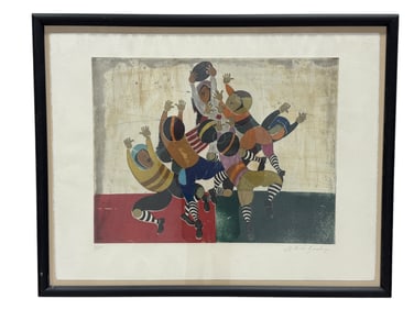 Signed Garcia Rodo Boulanger "Rugby" Lithograph