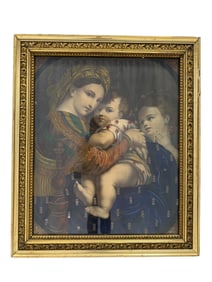 Framed 19th C Reproduction "Madonna Della Seggiola" Art