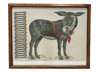 Early 20th C Selchow & Righter Co. Pin the Tail on The Donkey Print