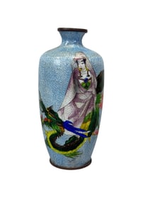 Late 19th C Japanese Cloisonne Foil Vase