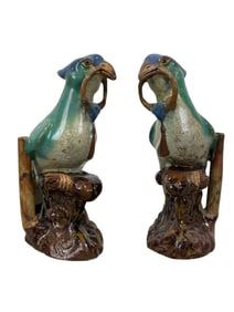 Pair of 19th C. Chinese Majolica Bird Figures