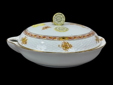 Herend Chinese Bouquet Apponyi Lemon Warming Dish w/ Lid