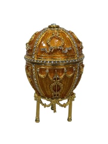 Signed Faberge 'Imperial Rosebud' Enamel Egg w/ Orig Box