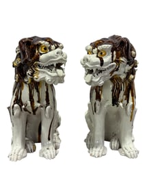 Pair of Italian Pottery Foo dog Figures