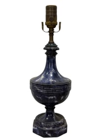 Antique Art Deco Cobalt Marble Table Lamp
