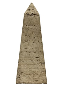 MCM Italian Monumental Travertine Obelisk Sculpture
