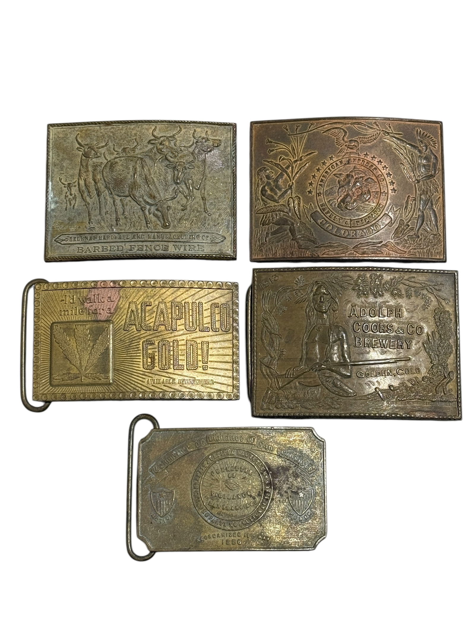 Group of 5 Belt Buckles: Group of 5 Belt Buckles