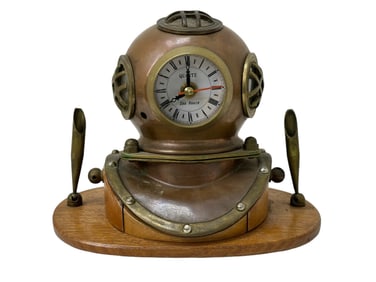 Decorative Copper Divers Helmet Quartz Desk Clock