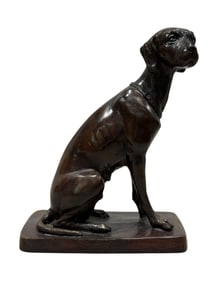 Signed Maitland Smith Bronze "Seated Hound Dog" Figure