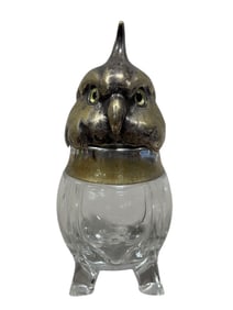Vintage Silverplate & Glass Game Bird Shaped Condiment Holder