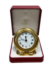 Cartier Coliseu Art Deco Table Clock w/ Case