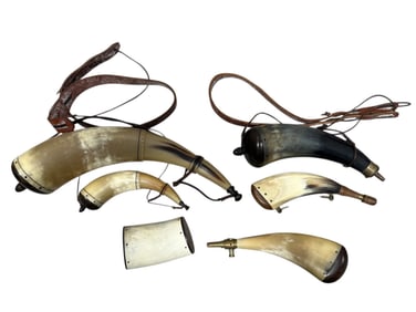 Group of 6 Powder Horns