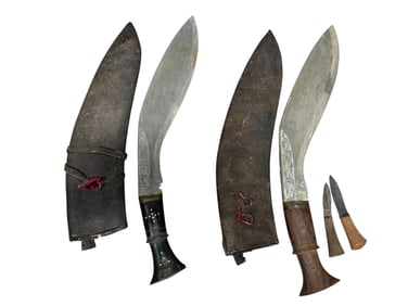 Pair of Antique Gurkha Kukri w/ Sheaths