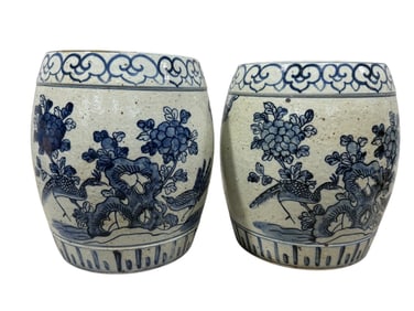 Pair of Early 19th C. Blue & White Chinese Plant Stands