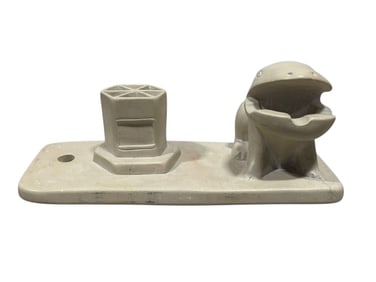 Stone Carved Frog Inkwell