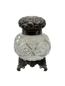 Sterling & Cut Crystal Glass Inkwell