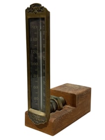 1925 Bronze Tycos Thermometer on Wood Base