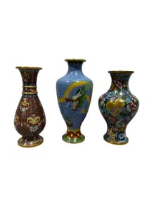 Group of 3 Chinese Cloisonne Vases