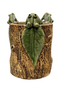 Vintage 3 Frog Ceramic Vase
