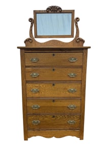 Antique Oak Chest of Drawers w/ Mirror
