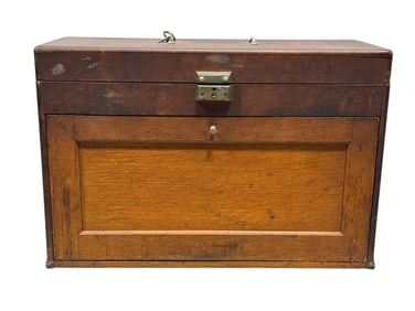 Antique Oak Wood Machinist Tool Chest